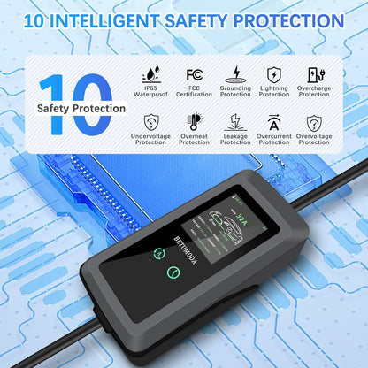Level 2 EV Charger, 32 Amp, Portable Charger for Home and J1772, 25ft Cable, 240V, Charging Stations with LED Display, NEMA14-50 Plug, Current Adjustable.(Tesla Need Adapter)