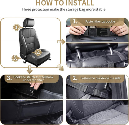 LUCMO Car Backseat Organizer with Touch Screen Tablet Holder-2 Pcs,9 Storage Pockets Car Storage Organizer Protectors Kick Mats Travel Accessories for Kids-Light Blue