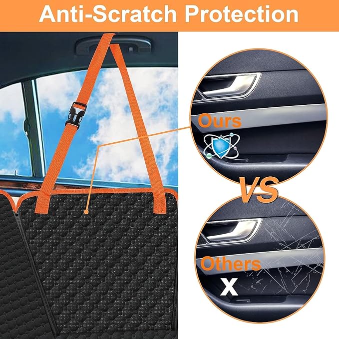 Mancro Dog Car Seat Cover for Back Seat, 2026 Upgraded 600D Heavy Duty Waterproof & Scratch-Resistant Dog Hammock for Car, Back Seat Pet Cover for Dogs with Sedan, Standard, Orange