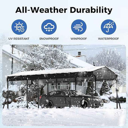 Carport Canopy 12’X20’ Heavy Duty Car Port Galvanized Steel Roof, Reinforced Stable Triangle Frame for Snowy Windy Metal Carports Enhanced Base Car Tent for Car,RV,Pickup,Boat,Truck,Tractor