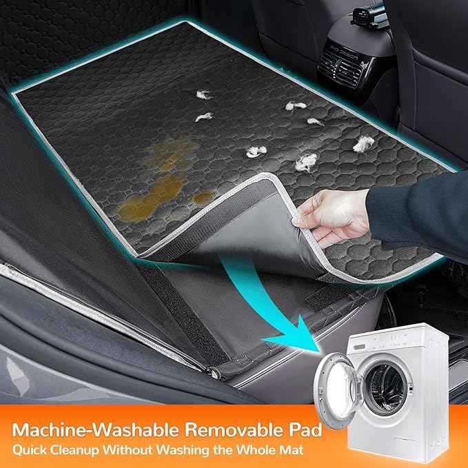 Mancro XXL Floor Dog Hammock for Truck with Flip Up Rear Seats, Waterproof Dog Seat Cover for Back Seat