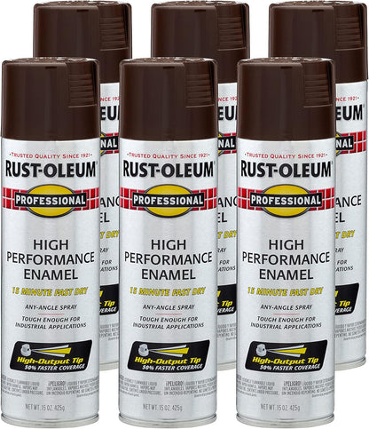 Rust-Oleum 7548838-6PK Professional High Performance Enamel Spray Paint, 15 Oz, Gloss Dark Brown, 6 Pack
