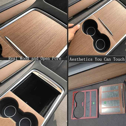 Real Wood Made for Tesla Model 3 Model Y Accessories Center Console Cover Interior Decoration Wrap Kit Tesla Model 3 Model Y 2021-2024 Open Pore