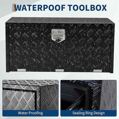Trailer Tongue Box, Heavy Duty Storage With Lock and Keys, Utility Truck Tool Box Storage Organizer, Tool Chest for Pickup Truck Bed, RV, 24"x18"x18" (24"x18"x18"- Black)