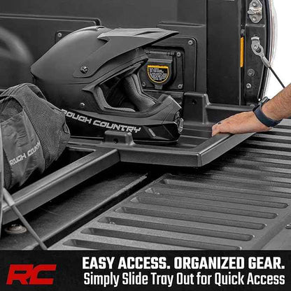 Rough Country Slide-Out Truck Bed Cargo Tray - Mid-Size Bed Organizer for 5' & Shorter Beds, Heavy-Duty Polyethylene, UV-Protected, Easy Tailgate Access