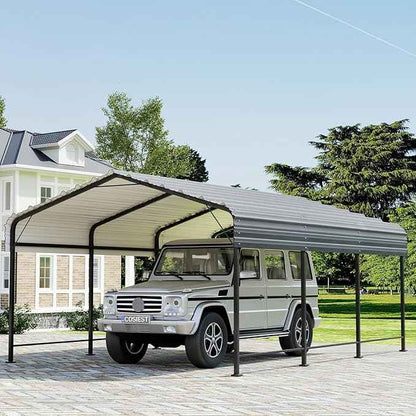 COSIEST 10'x20' Carport with Galvanized Steel Roof, Heavy Duty Metal Carport Canopy, Outdoor Garage Car Shelter Shade for Car, Boats and Truck
