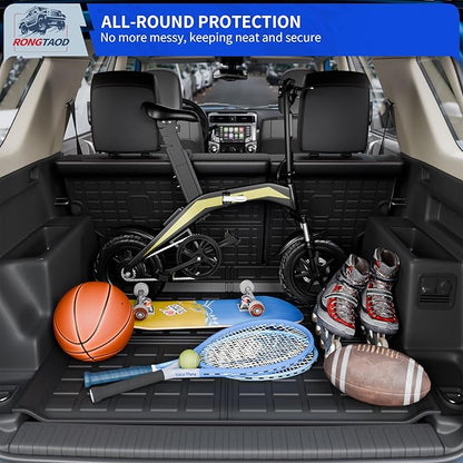 Rongtaod Cargo Mat Compatible with 2010-2024 Toyota 4Runner 5 Seats Trunk Mat Cargo Liner Back Seat Cover Protector 2023 Toyota 4 Runner Accessories (Trunk Mat+Backrest Mats,Fit Without Sliding Tray)