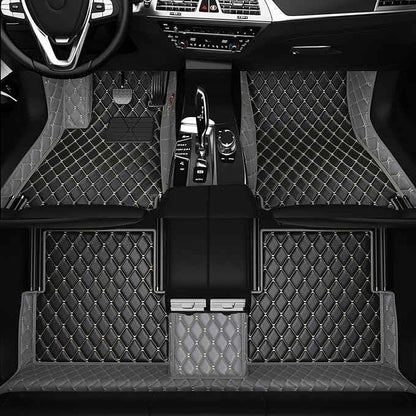 Customized Personalized car Floor MATS Luxury Full-Body car Floor mats are Suitable for 99% of Vehicle Models (Pickup Trucks/SUVs/sedans) and Offer Personalized Text Customization (Gray-Black)