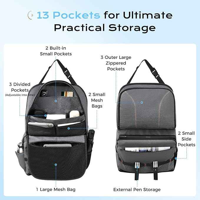 Coverado Backseat Car Organizer 2 Packs, Heavy-Duty Durable Dual-Way Use Car Back Seat Organizer Waterproof with Multi Pockets, Zipper Closure Design, Protect Valuables from Spills, Keeps Car Tidy