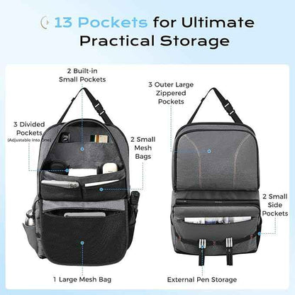 Coverado Backseat Car Organizer 2 Packs, Heavy-Duty Durable Dual-Way Use Car Back Seat Organizer Waterproof with Multi Pockets, Zipper Closure Design, Protect Valuables from Spills, Keeps Car Tidy