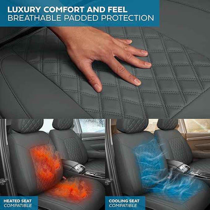 Prestige Edition Faux Leather Seat Covers for Cars, Trucks, & SUV – 2 Charcoal Car Seat Covers for Front Seats - Universal Fit Car Accessories Automotive Interior Protector for Most Vehicles