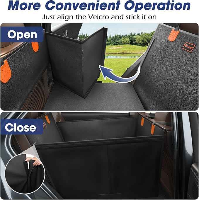 FURTIME Large Dog Car Seat, Upgraded PU Leather Back Seat Extender with Hard Bottom, Waterproof Pet Car Seat Cover for Medium Sized Dog, Pet Hammock for Cars, SUVs, Trucks
