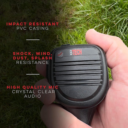 BTECH QHM22D Dual Push-to-Talk (PTT) Speaker Mic, Platinum Series IP54 Rainproof Shoulder Mic for BaoFeng, BTECH, Kenwood Radios