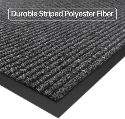 Front Door Mat, 3' x 10' Heavy Duty Indoor Outdoor Welcome Mat for Entryway, Commercial Entrance, Low Profile, Non-Slip, Durable Rubber Backing for Patio, Home