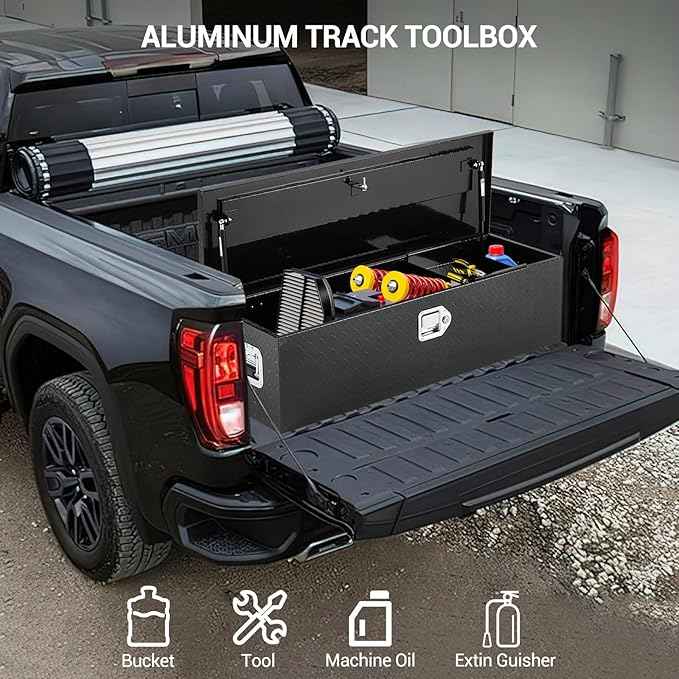 Garvee 39 Inch Truck Bed Tool Box, Heavy Duty Aluminum Pickup Tool Chest with Sliding Shelf, Waterproof & Rust-Resistant Storage Organizer for Truck, RV, Trailer, Silver