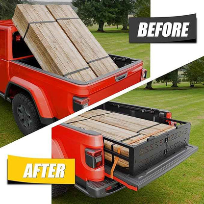 Truck Bed Extender Compatible with 2020-2026 Jeep Gladiator Flip-Over Pickup Bed Divider Aluminum Alloy Rotatable Tailgate Extension for 2025 Gladiator Accessories