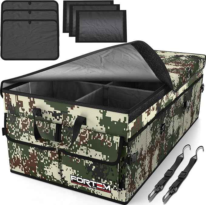 FORTEM Trunk Organizer For SUV Car Trunk Organizer, Foldable Storage, Car Accessories for Women Men, Collapsible Bag, Perfect Christmas Gifts, 600D Oxford, Non Slip Bottom, Straps, Soft Cover (85L)