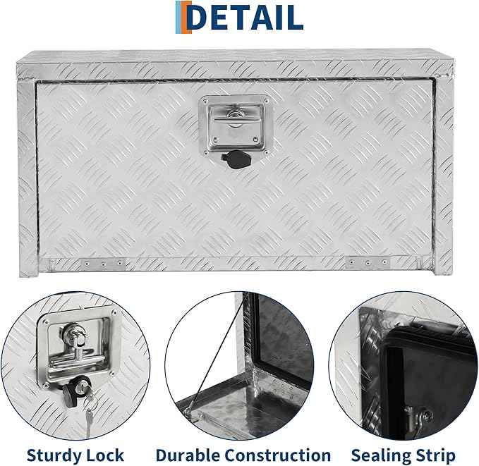 Trailer Tongue Box, Heavy Duty Storage With Lock and Keys, Utility Truck Tool Box Storage Organizer, Tool Chest for Pickup Truck Bed, RV, 18"x12"x14" (18"x12"x14"- Sliver)