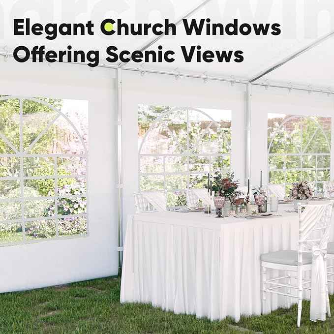 Quictent 10x30 Party Tent Heavy Duty Outdoor Canopy Tent Carport Wedding Event Shelter BBQ Wedding Tents for Parties with Storage Bags(Church)