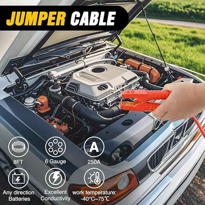 Nilight Car Emergency Kit with Jumper Cable Air Compressor Tire Repair Essential Tools First Aid Alligator Connector Electrical Kit for Travel Camping Outdoor Cars Truck SUV RV