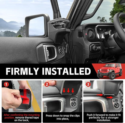 Cup Holder Fit for 2018-2024 Jeep Wrangler JL JLU 4XE/Gladiator JT Accessories, Left&Right Door Cup Holders for Jeep Gladiator 2020-2024&Jeep Wrangler 2018-2024(Front Row, Left+Right)