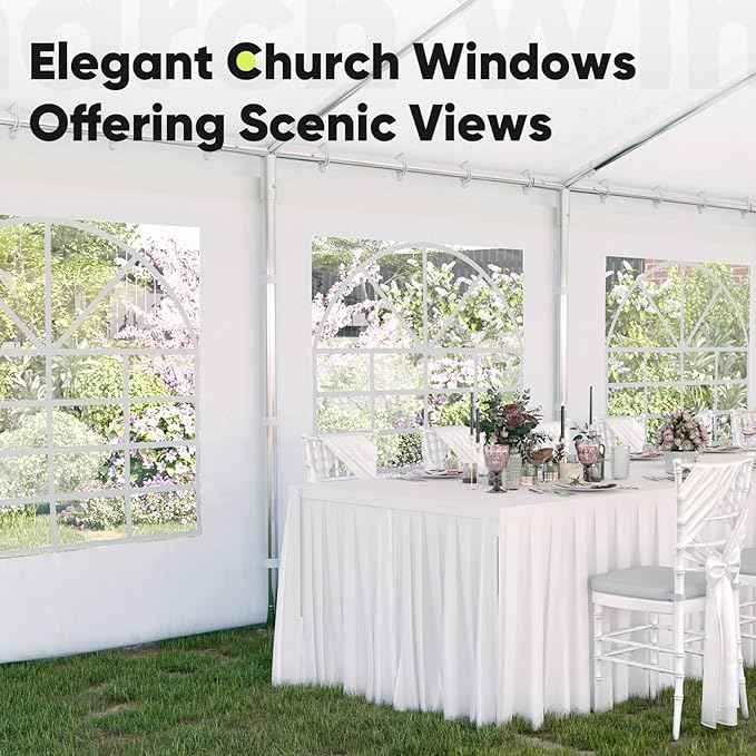 Quictent 20x50ft Heavy Duty Party Tent Outdoor Canopy Tent Carport Wedding Event Shelter BBQ Wedding Tents for Parties with Storage Bags(Church)