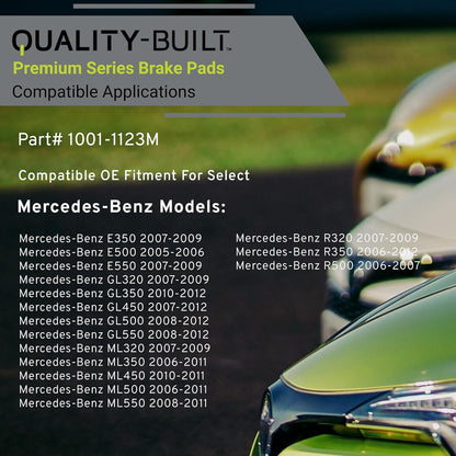 Premium Semi-Metallic Front Brake Pads (1001-1123M) Compatible with 2005-2012 Mercedes-Benz (E350/E500/E550/GL320/GL350/GL450/GL500/GL550/ML320/ML350/ML450/ML500/ML550/R320/R350/R500)