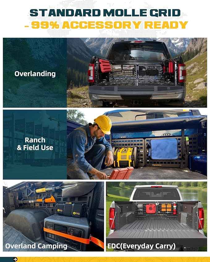 Front Bed MOLLE Panel Fit for 2024 2025 2026 Toyota Tacoma, Heavy-Duty Aluminum Truck Storage Organizer System for Camping, No-Drill Installation