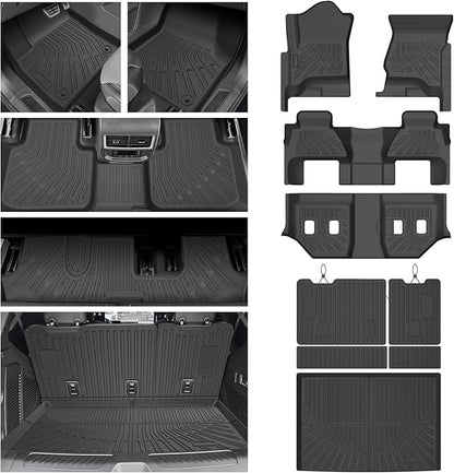 Floor Mats for 2015-2020 Chevy/Chevrolet Suburban & GMC Yukon XL 8 Seats, All Weather Cargo Liner for Suburban Accessories, Heavy Duty TPE Cargo Mats, Car Accessories