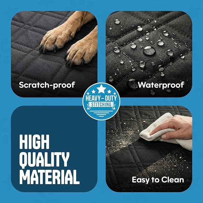 Bulldogology Hard Bottom Dog Seat Cover for Back Seat - Waterproof Backseat Extender for Dogs - Heavy-Duty Pet Hammock & Rear Protector for SUV Car Trucks - Non-Slip Dog Hammock with Platform