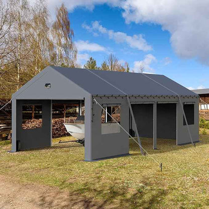 Carports Canopy Heavy Duty, Portable Garage with Sidewalls (13x25, Side Doors)