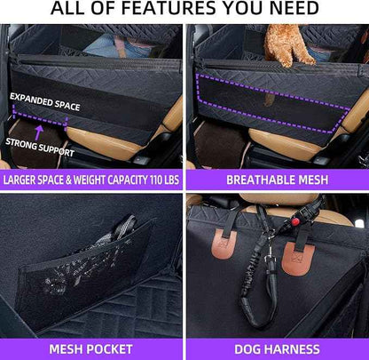 Medium Dog Car Seat,Back Seat Extender for Dogs,Waterproof Large Dog Seat Cover for Backseat, Pet Bed for Car Hammock(Black-s)