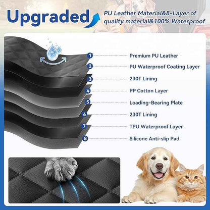 Pet Car Seat Cover Backseat - Upgraded Back Seat Extender for Dogs, 600D Scratchproof, PU Thickened, Waterproof Hammock, 400 lbs, Easy to Clean/Install, Universal for Cars SUV Truck, Pet Protector