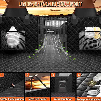 Back Seat Extender for Dogs - Large Space, Waterproof Dog Car Seat Cover for Back Seat with Hard Bottom Holds 420lbs, Upgraded Material Waterproof Pet Car Bed Dog Hammock for Car