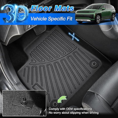 Ioniq 9 Floor Mats - Car Mats for Hyundai Ioniq 9 6 Seats 2025, All Weather Floor Mats and Cargo Liner for Ioniq 9 Accessories, Heavy Duty Rubber Mats, Car Accessories