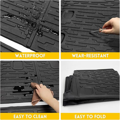 Cargo Mats with Net for 2021-2025 Jeep Wrangler JL Unlimited 4XE Accessories All Weather Protection Rear Seat Back Cover Trunk Liner Cargo Net for 21-25 JL JLU 4XE 4 Door(Not for 4X4)