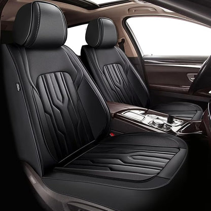 YORKNEIC Seat Covers Front Set for Dodge Grand Caravan 2008-2020: Breathable Leather Car Seat Covers (2 Front Set, Black)