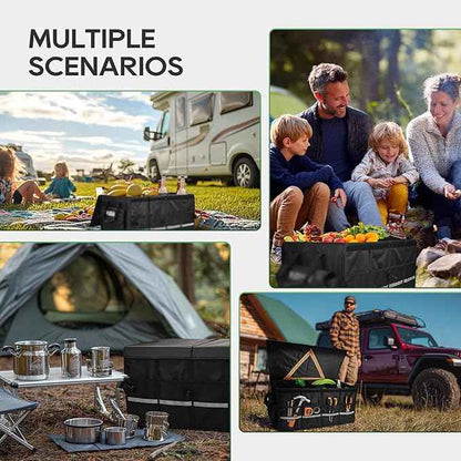 RVGUARD RV Storage Caddy, RV Storage and Organization, with Removable Dividers, Collapsible, Car Trunk Organizer with Large Capacity Waterproof, for RV Accessories, Black