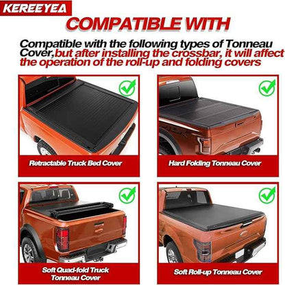 Adjustable 71.3”Heavy Duty Truck Bed Rack Cross Bars（2PCS） for Full-Size Trucks with Soft Roll-Up, Hard Rolling,Tri-Fold, Retract Hard Tonneau Covers|Aluminum Cross Bars|Fits Kayak Racks, Bike Racks