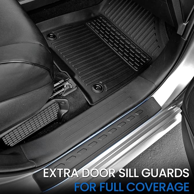 Floor Mats Set for 2021-2025 2026 Toyota Sienna (Only for 8 Seats), All Weather TPE Backrest Mat Trunk Lower Well Mat Cargo Liner Door Sill Guards Accessories (8 Seats Full Mats Set)