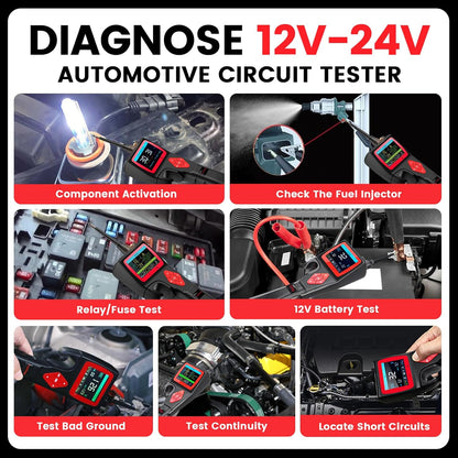 P200 Power Circuit Probe Kit - Automotive Circuit Tester with 2024 Online Update, 9~30V Voltage Range, Multimeter, Relay Test, Fuel Injector Tester, Activating Component, Oscilloscope Mode