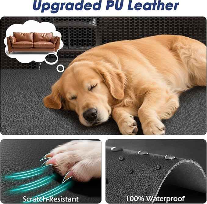 FURTIME Large Dog Car Seat, Upgraded PU Leather Back Seat Extender with Hard Bottom, Waterproof Pet Car Seat Cover for Medium Sized Dog, Pet Hammock for Cars, SUVs, Trucks