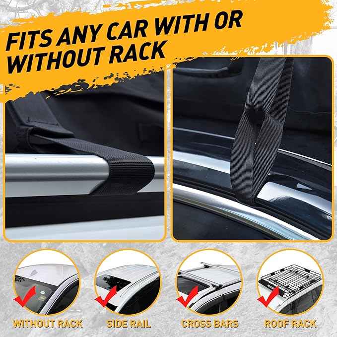 WILDROAD Rooftop Cargo Carrier - 25 Cubic Feet, 600D Ultra Anti-Tear Fabric, Waterproof Car Roof Bag with Soft-Shell, Anti-Slip Mat and 6 Door Hooks - Fits Cars with/Without Racks