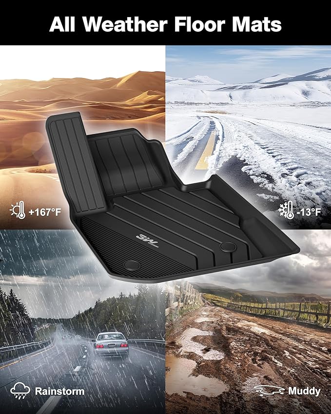 3W 2018-2024 BMW X3 Floor Mats & Cargo Liner, All Weather TPE BMW X3 Accessories Custom Fit for X3 G01 30i M40i X3M Car Mats (Only for car Without Spare tire) (Don't Fit X3 30e), 6PCS