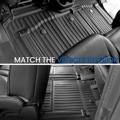 Floor Mats Set for 2021-2025 2026 Toyota Sienna (Only for 8 Seats), All Weather TPE Backrest Mat Trunk Lower Well Mat Cargo Liner Door Sill Guards Accessories (8 Seats Full Mats Set)