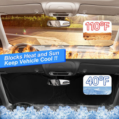 for Honda Fit 2024 Windshield Sun Shade Foldable Sunshade-for Honda Fit 2007-2022 2023 Windshield Cover 210T Reflective Front Window Protector Blocks UV Rays Sun Visor Car Accessories XXL(63" x39.4")