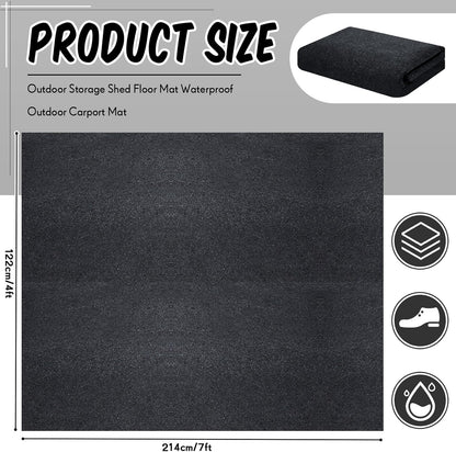 Haull Outdoor Storage Shed Floor Moat Waterproof Outdoor Carport Mat Thickened Soft Patio Furniture Pad Washable with Non Slip Backing, Storage Shed Not Included(4 x 7 ft)