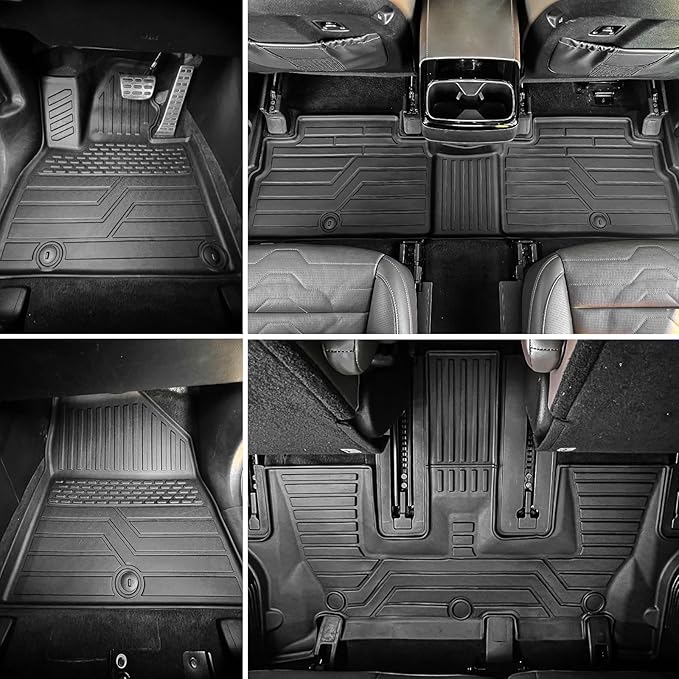 Rongtaod Floor Mats Compatible with 2020-2025 Kia Telluride 7&8 Seats (Not for 2027) Trunk Mat Cargo Mat Cargo Liner Back Seat Cover 2024 Telluride Accessories (Trunk Mat with Backrest Mat+Floor Mats)