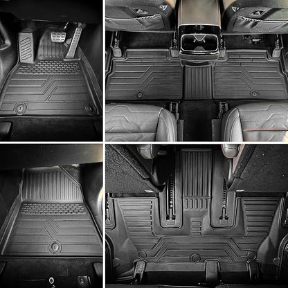 Rongtaod Floor Mats Compatible with 2020-2025 Kia Telluride 7&8 Seats (Not for 2027) Trunk Mat Cargo Mat Cargo Liner Back Seat Cover 2024 Telluride Accessories (Trunk Mat with Backrest Mat+Floor Mats)