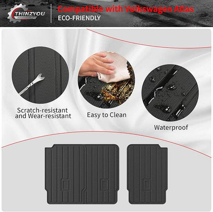 Kick Mat Compatible with 2018-2025 2026 Volkswagen Atlas (NOT for Cross Sport) Trunk Mat Trunk Liner Cargo Liner Cargo Mat Back Seat Cover 2024 VW Atlas Accessories (2nd Row Backrest Mat)